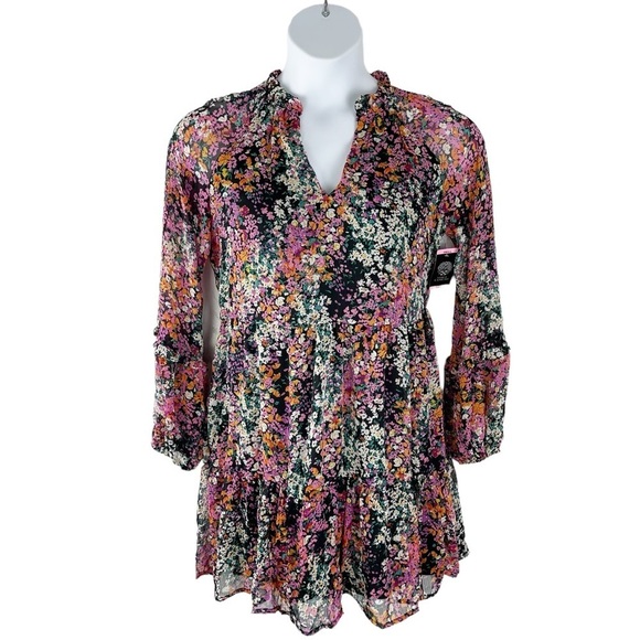 VINCE CAMUTO Ladies Multicolored Three Tier Black Mini Dress Size Small - Picture 4 of 13